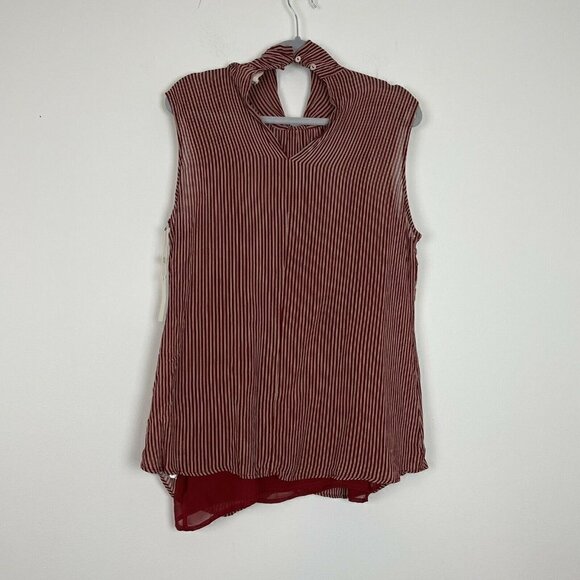 One Fine Day Red Striped Sleeveless Top Size Large - Picture 5 of 9